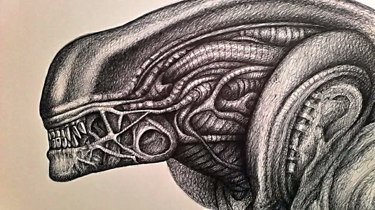 1280x720 Drawing The Sci Fi Horror Monster Alien. - Alien Sketch