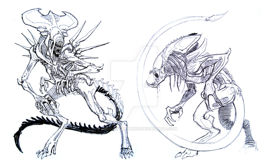 900x563 Alien Sketch Duo By Art Minion Andrew0 - Alien Sketch Drawing