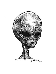 225x300 Grey Gray Alien Original Pen Amp Ink Drawing Sketch Illustration - Alien Sketch Drawing