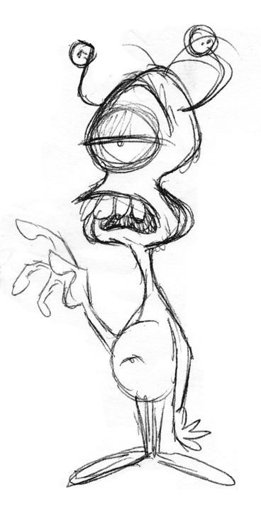 368x720 This Is Just A Simple Idea For The Character Where You Can See - Alien Sketch Drawing