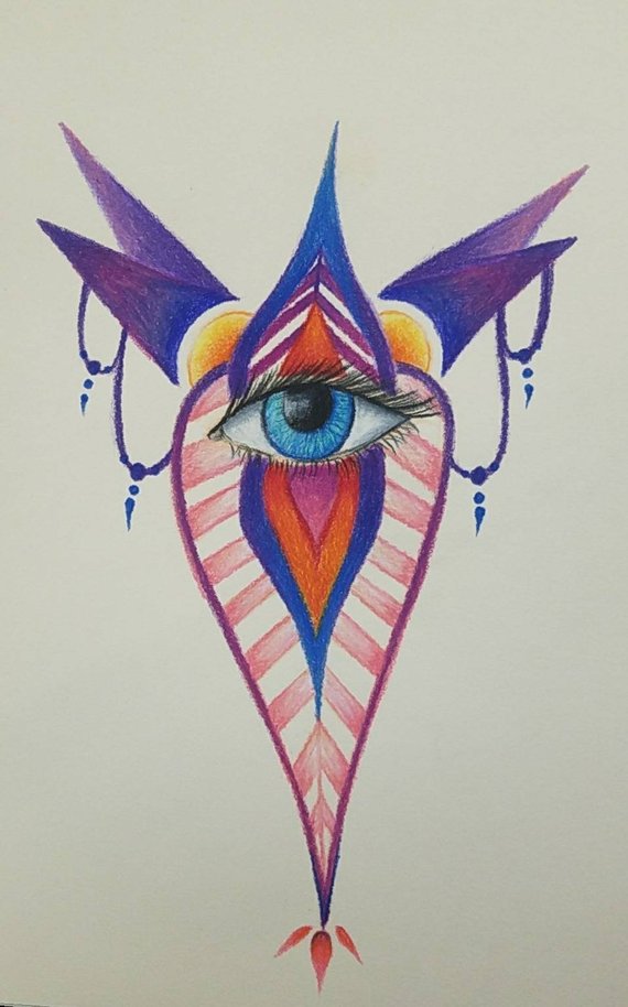 570x914 All Seeing Eye Drawing Handmade Original Drawing Eye Etsy - All Seeing Eye Sketch