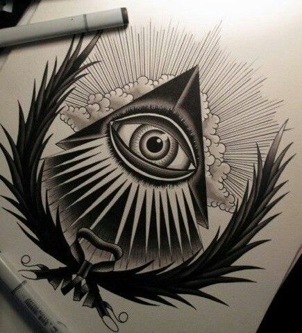 435x480 Future Tattoo. All Seeing Eye. Drawing Painting - All Seeing Eye Sketch