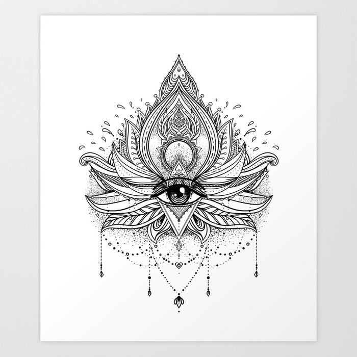 700x700 Lotus Flower + All Seeing Eye. Art Print By Varvaragorbash Society6 - All Seeing Eye Sketch