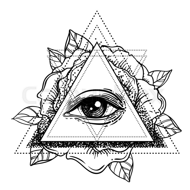 800x800 Rosicrucianism Symbol. Blackwork Tattoo Flash. All Seeing Eye - All Seeing Eye Sketch