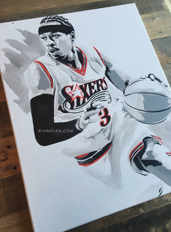 555x753 Allen Iverson Stencil Painting Etsy - Allen Iverson Sketch