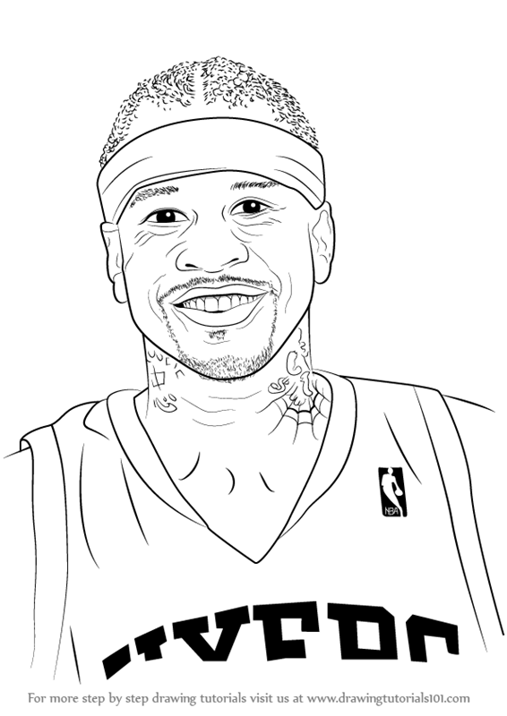 566x800 Learn How To Draw Allen Iverson (Basketball Players) Step By Step - Allen Iverson Sketch