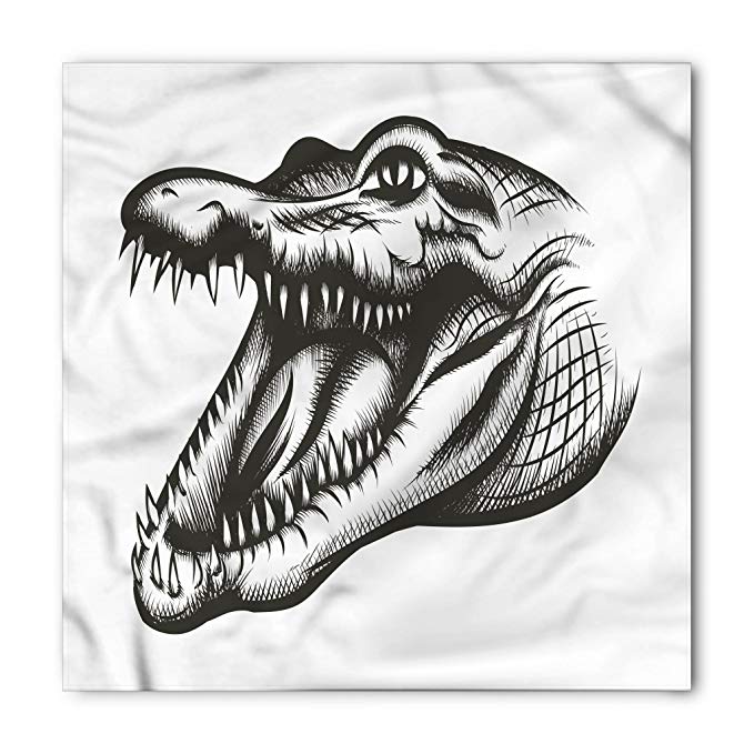 679x679 Lunarable Alligator Bandana, Sketch Art Wild Predator - Alligator Sketch