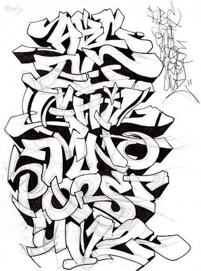 400x538 Graffiti Alphabet Sketch A Z Letters By Mr. Poem Graffiti - Alphabet Sketch