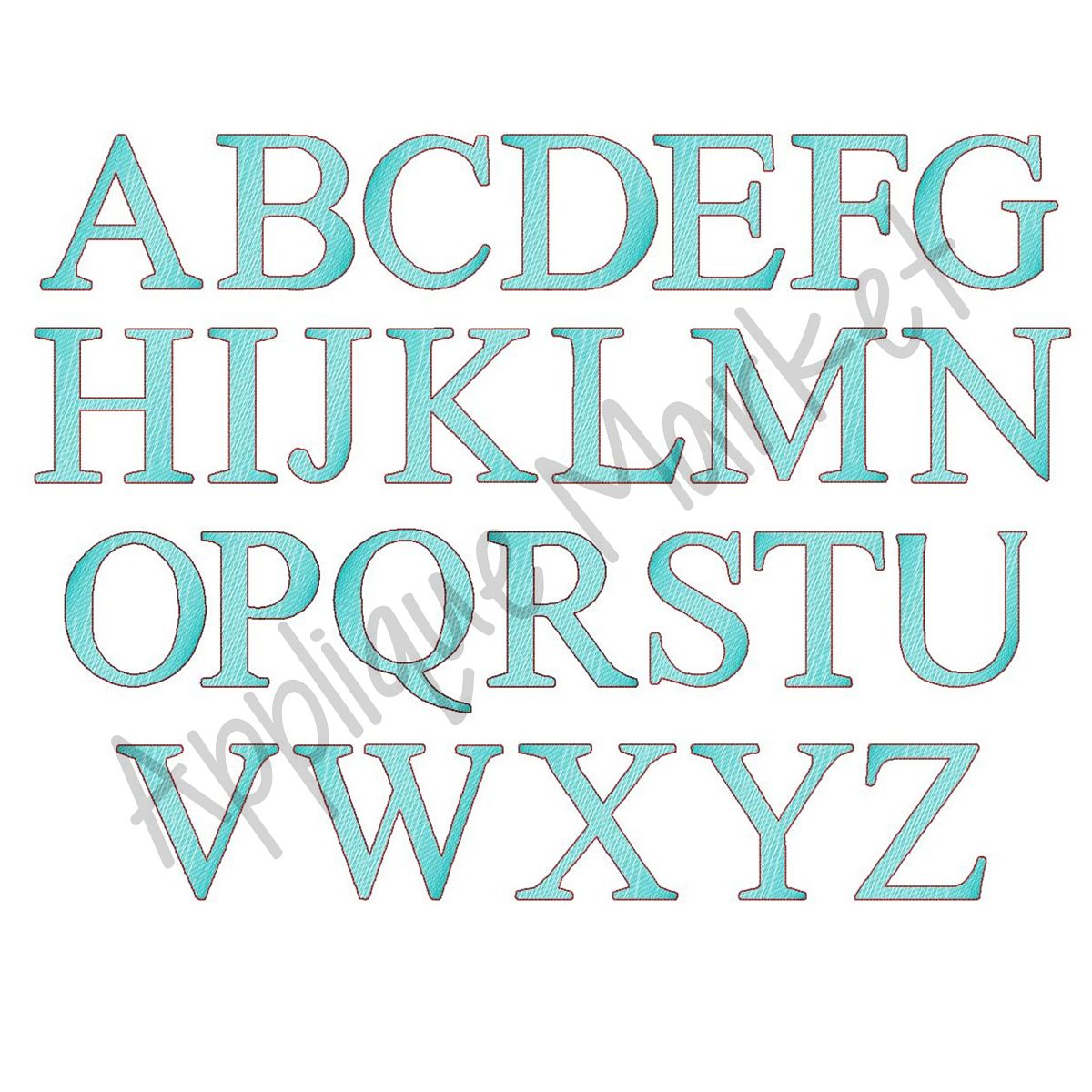 1200x1200 Serif Sketch Fill Alphabet Applique Design - Alphabet Sketch