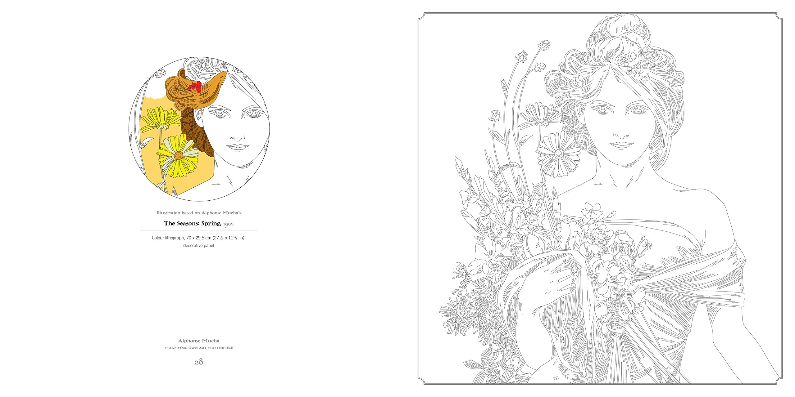 2560x1280 Alphonse Mucha (Art Colouring Book) Make Your Own Art - Alphonse Mucha Sketches
