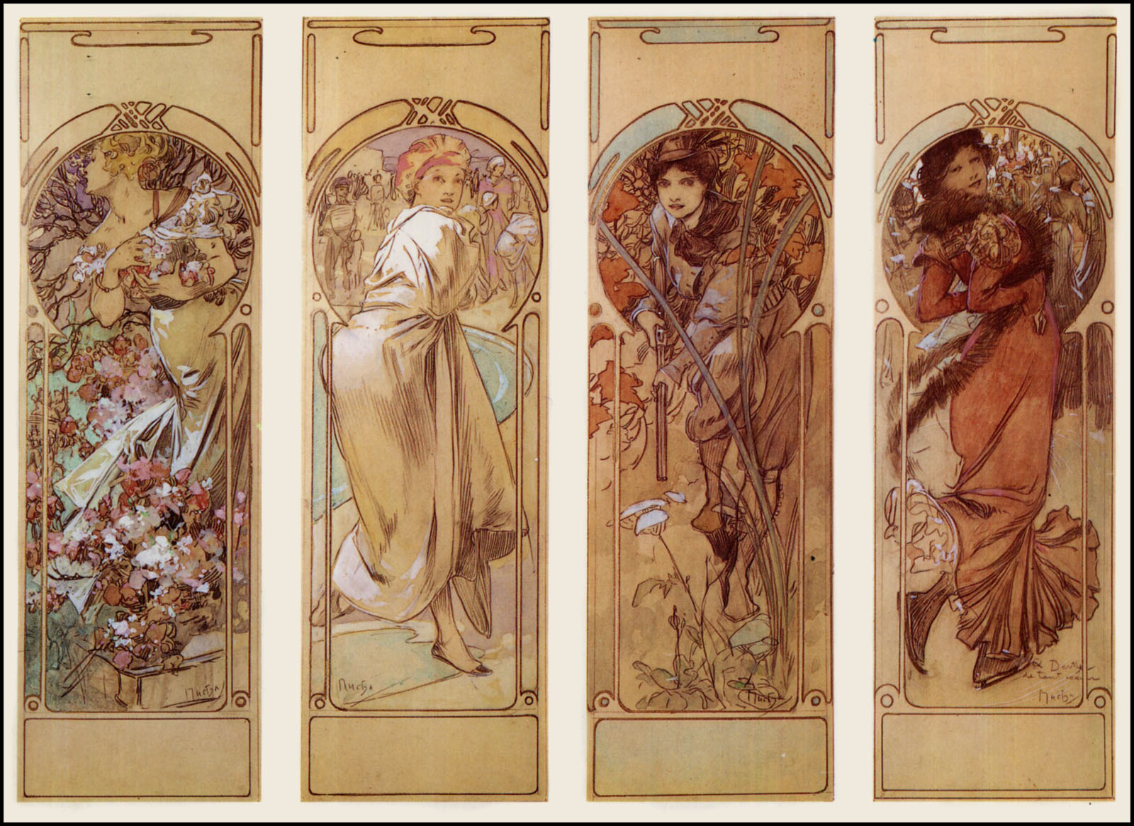 1600x1166 Mucha Sketchforfourseasons 1900 100 Area 2 Clothing - Alphonse Mucha Sketches