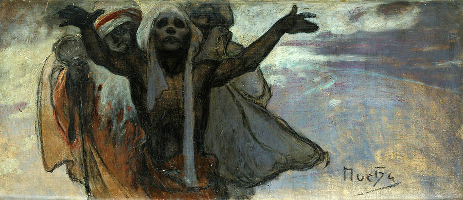 900x389 Sketch For The Slav Epic Painting By Alphonse Mucha - Alphonse Mucha Sketches