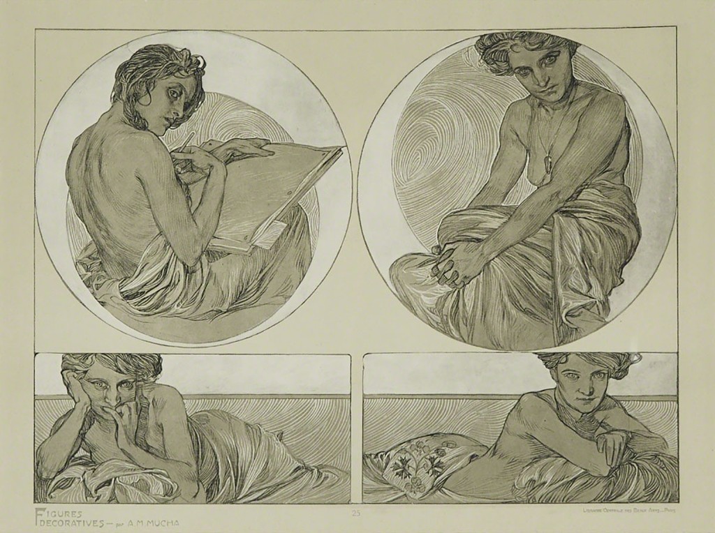 1024x764 Alphonse Mucha Plate 25 (From Figures (1905) Artsy - Alphonse Mucha Sketches