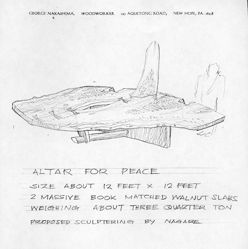 800x803 Altars For Peace The Legacy Of George Nakashima - Altar Sketch