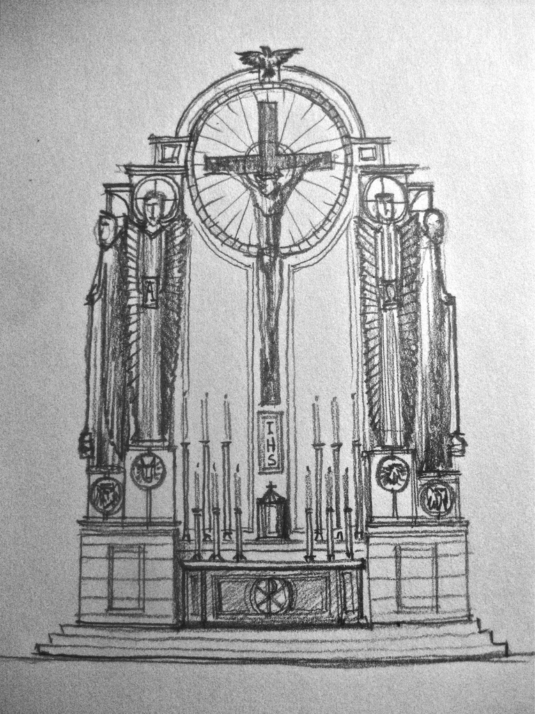 768x1024 Art Deco Altar Art Deco Influenced Altar And Altarpiece. - Altar Sketch