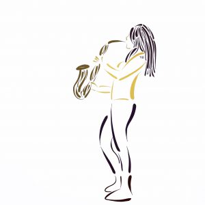 300x300 Girl Playing Alto Sax, Drawing - Alto Saxophone Sketch