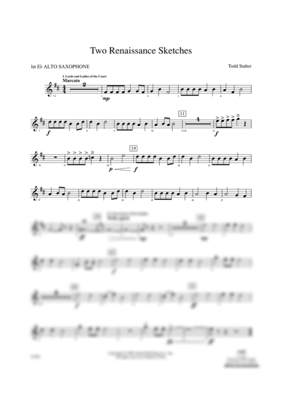 552x780 Two Renaissance Sketches E Flat Alto Saxophone - Alto Saxophone Sketch