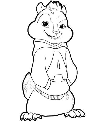 394x470 Collection Of Free Chipmunk Drawing Simon. Download On Ubisafe - Alvin Sketch