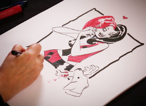 300x217 Comic Artists Drawing Famous Characters Jon Erwin - Amanda Conner Sketch