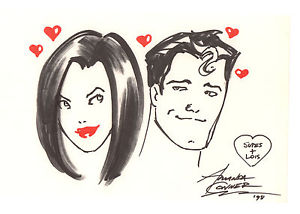 300x214 Superman And Lois Cute Portrait Sketches - Amanda Conner Sketch