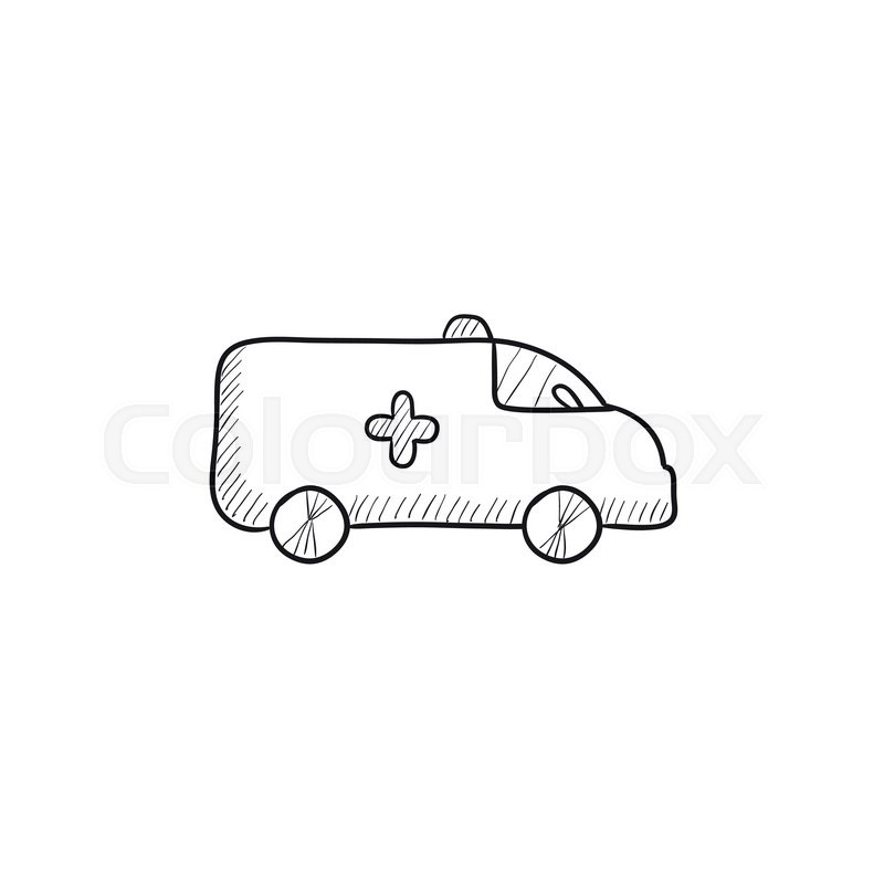 800x800 Ambulance Car Vector Sketch Icon Isolated On Background. Hand - Ambulance Sketch