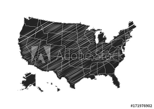 500x354 Freehand United States Of America Map Sketch Design On White - America Map Sketch