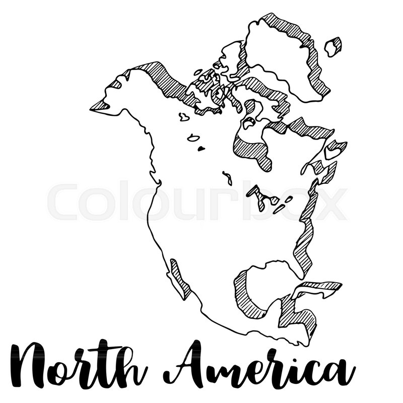 800x800 Hand Drawn South America Map Sketch,vector Illustration Stock - America Map Sketch