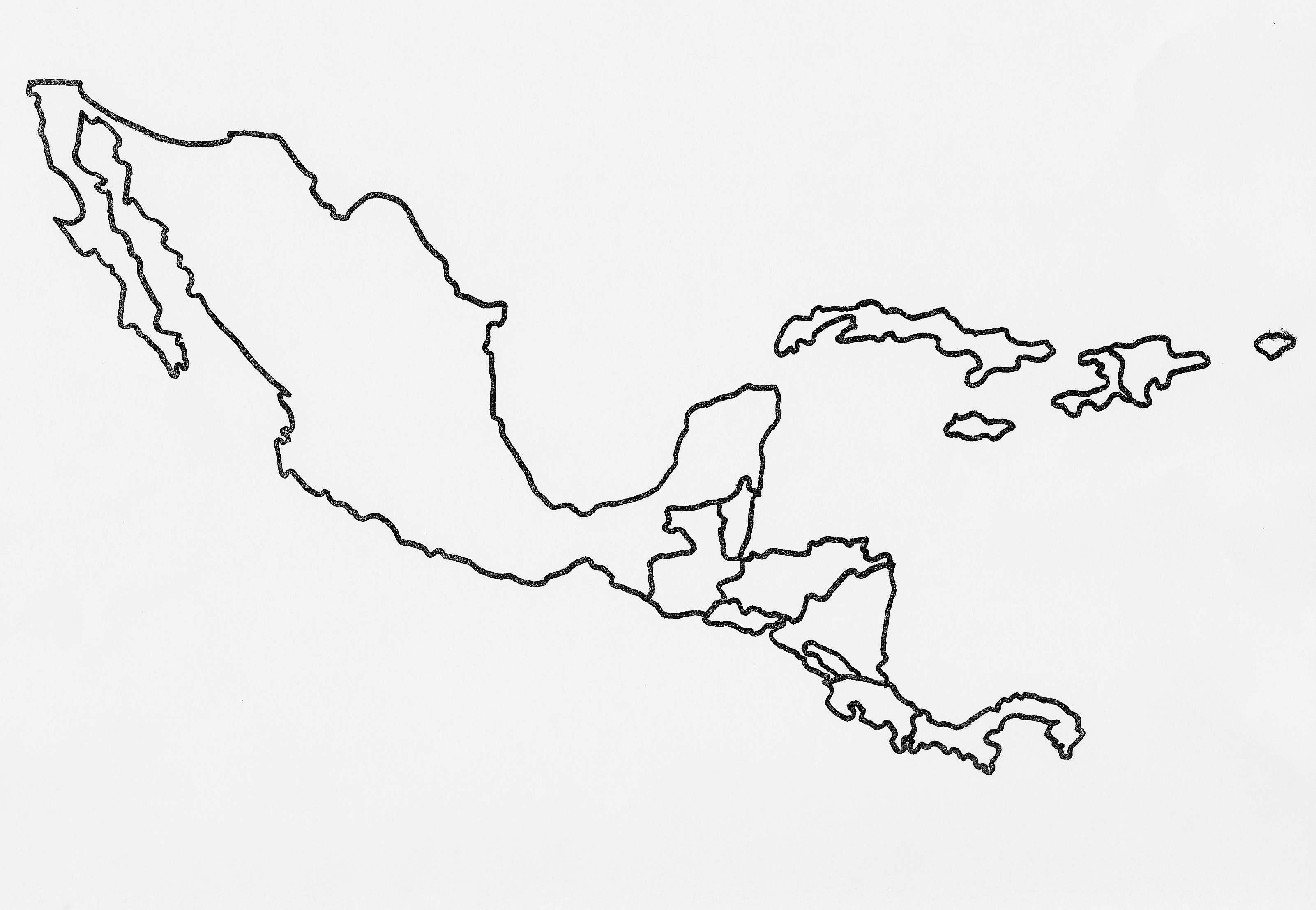 Контурная карта центральной Америки
