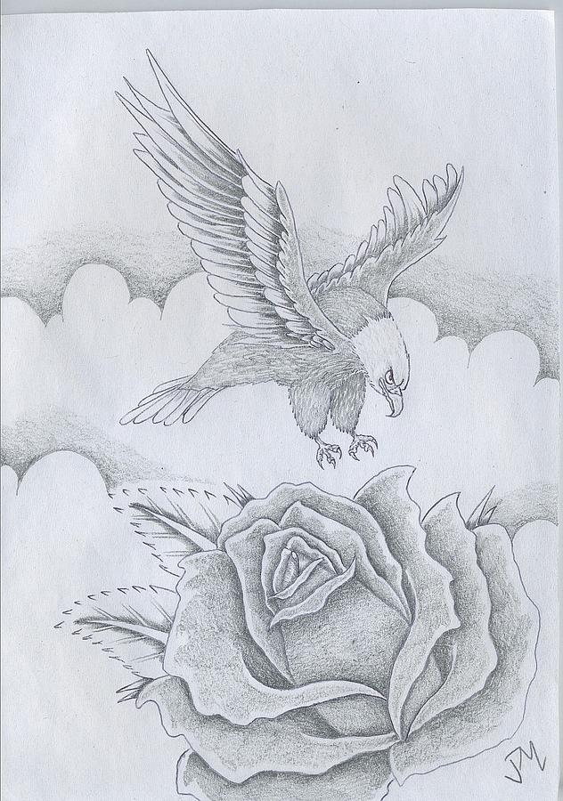 632x900 Bald Eagle Drawing By Justin Murdock - American Bald Eagle Sketches