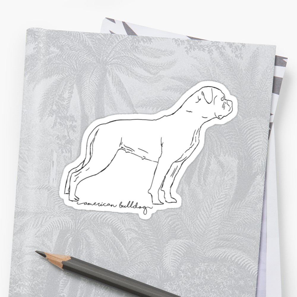 1000x1000 American Bulldog Sketch Stickers By Paulrommer Redbubble - American Bulldog Sketch