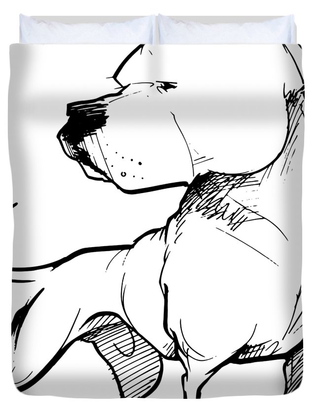 645x853 American Bulldog Gesture Sketch Duvet Cover For Sale By John Lafree - American Bulldog Sketch