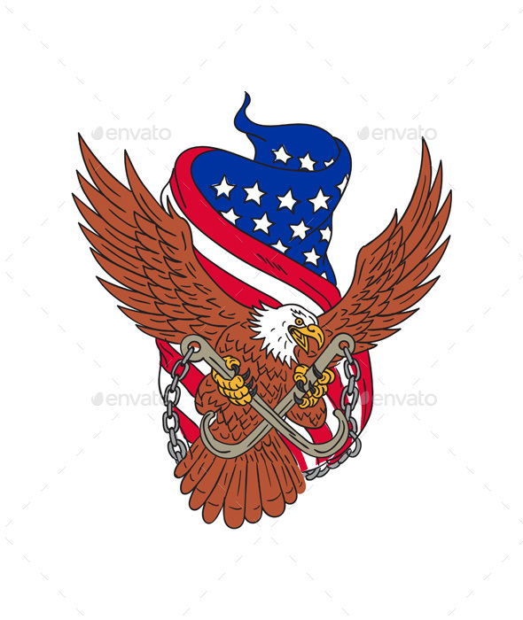 590x700 American Eagle Usa Flag Drawing By Patrimonio Graphicriver - American Eagle Sketch
