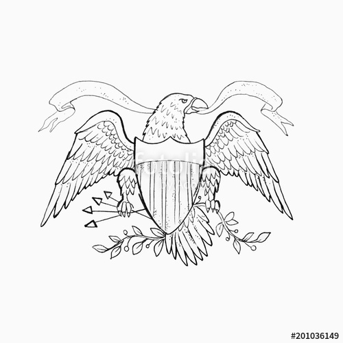500x500 Sketch Of American Eagle On White Background. Stock Photo And - American Eagle Sketch