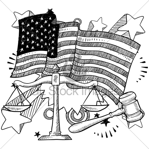 500x500 Drawn American Flag Doodle - American Flag Sketch