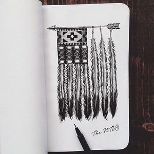 300x300 Illustration Of A Native American Flag Made Of Feathers Sketch - American Flag Sketch