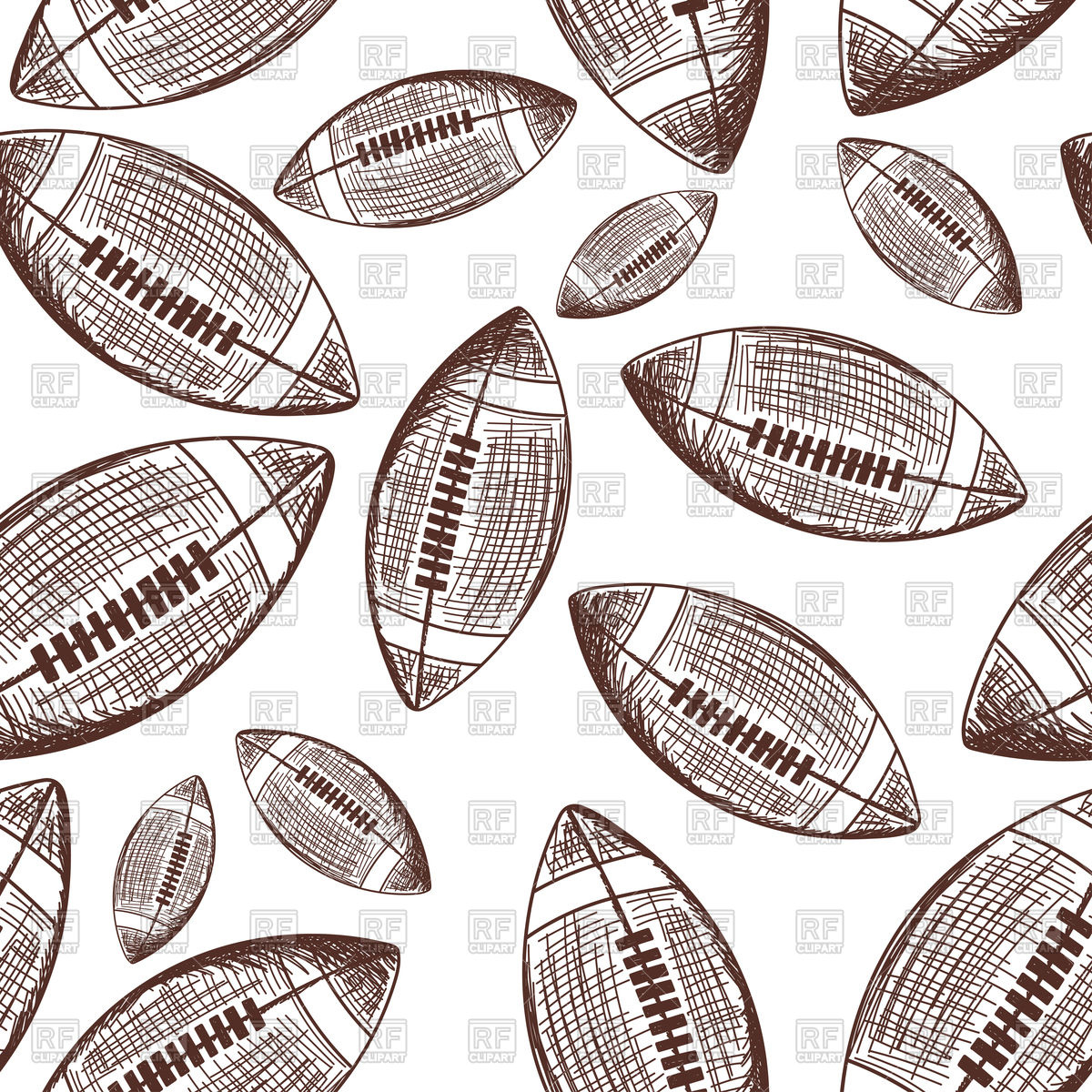 1200x1200 American Football Seamless Pattern In Sketch Style Vector Image - American Football Sketch