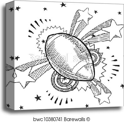 396x390 Canvas Print Of Pop American Football Sketch Barewalls Posters - American Football Sketch