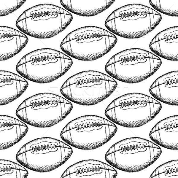 600x600 Sketch American Football Ball, Vector Seamless Pattern Vector - American Football Sketch