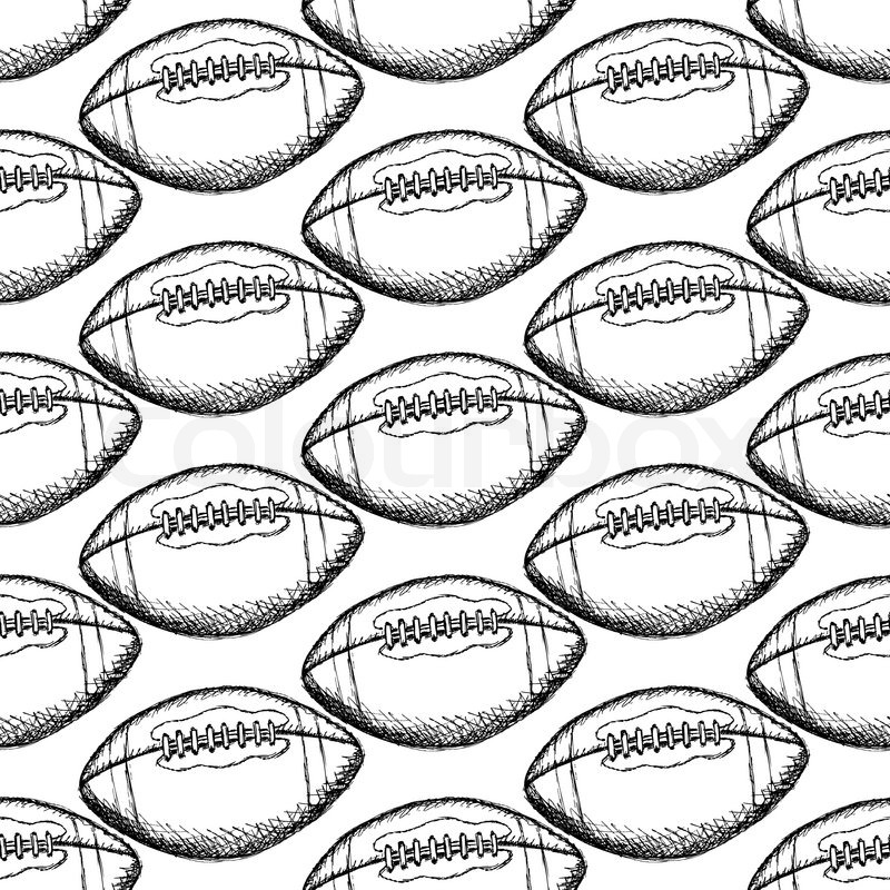 800x800 Sketch American Football Ball, Vector Vintage Seamless Pattern - American Football Sketch