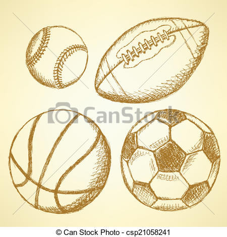 450x470 Soccer, American Football, Baseball And Basketball Ball. Sketch - American Football Sketch