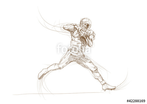 500x354 American Football Player (This Is Original Sketch) Stock Photo - American Football Sketch