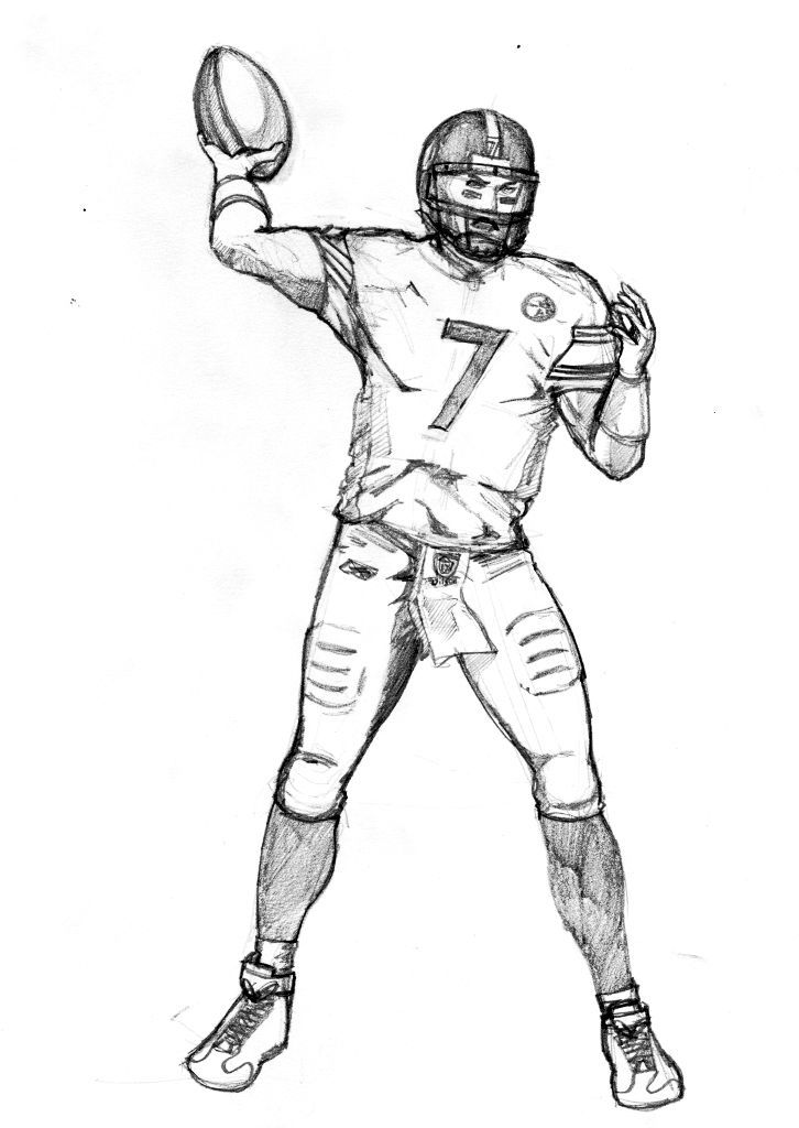 726x1024 How To Draw Football Players Football Player Coloring Pages - American Football Sketch