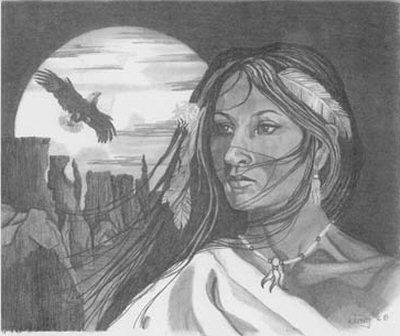 400x336 Born Free Native American Women, Woman Sketch And Sketches - American Girl Sketch