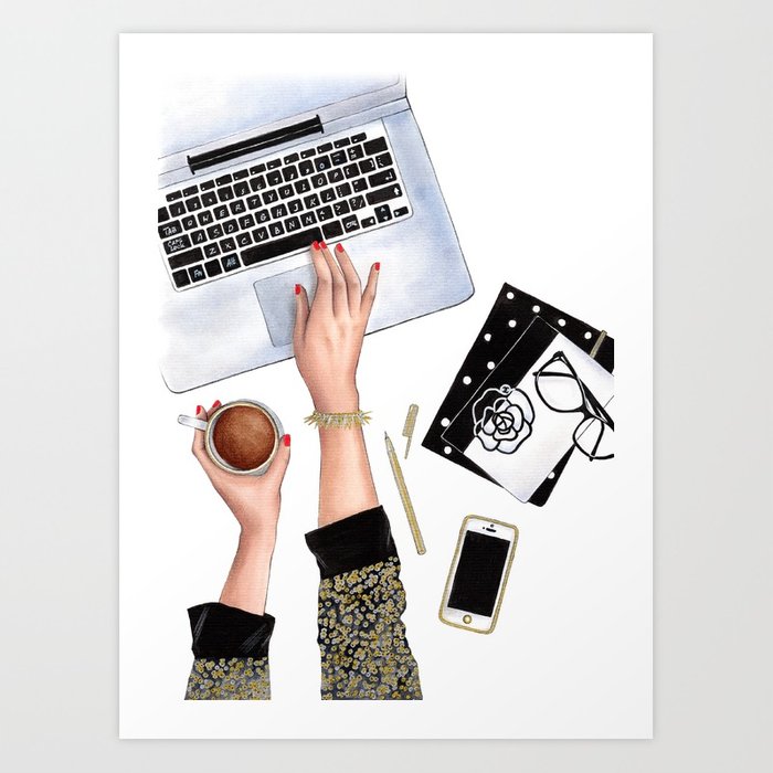 700x700 Fashion Illustration Fashion Wall Art Fashion Sketch Girl Boss - American Girl Sketch