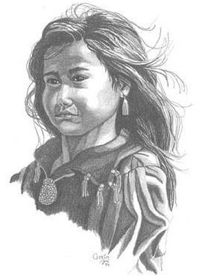 295x400 Indian Girl Pencil Sketch - American Girl Sketch