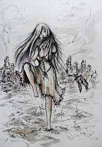 209x300 Native American Girl Paintings Fine Art America - American Girl Sketch