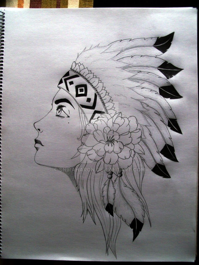 774x1032 Native American Girl By Sniraharon - American Girl Sketch
