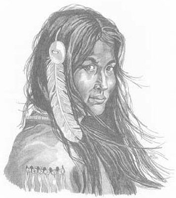 356x400 Drawn Women Native American - American Indian Sketches