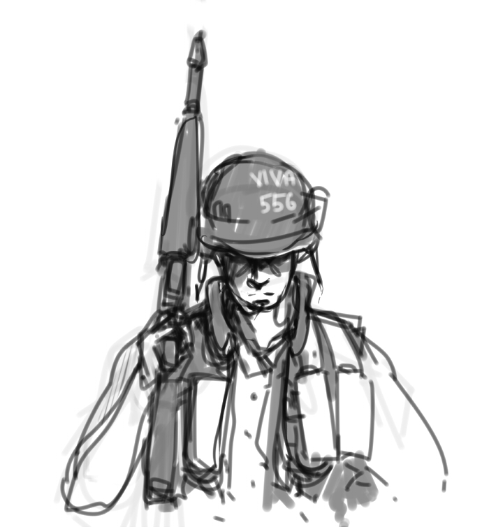 700x754 One Last Piece From The 4chan K Drawthread - American Soldier Sketch
