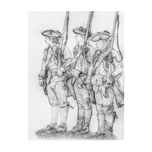 300x300 Three Royal American Soldiers Sketch Digital Art By Randy Steele - American Soldier Sketch